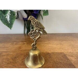 Vintage Brass Parrot Bell Ornate Bird Decor Table Bell MCM‎ Decor Holiday Gift